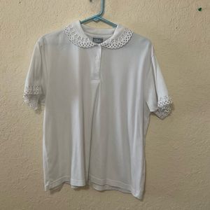 White Lace / Cutout Design Shirt